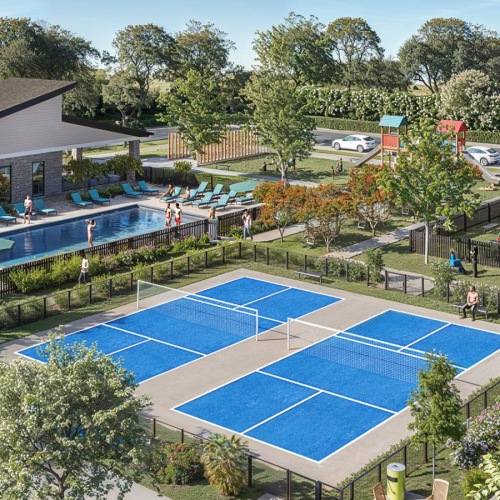 tennis courts and nearby pool courtyards